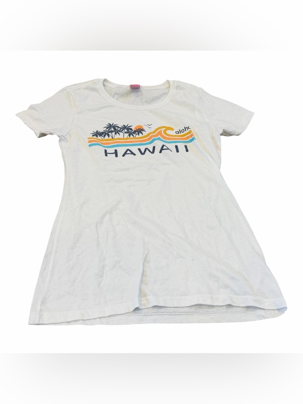Island Girl White Aloha Hawaii Short Sleeve T-Shirt  Women’s Size Medium